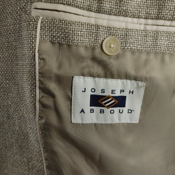 Joseph Abboud 46R Linen Blend 2 Button Grayish Tan Textured Blazer Sport Coat - Picture 8 of 13